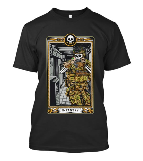 Infantry Skeleton Tactical Soldier Card T-Shirt