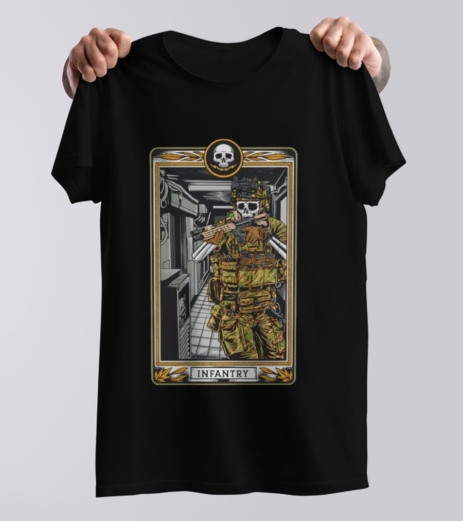 Infantry Skeleton Tactical Soldier Card T-Shirt