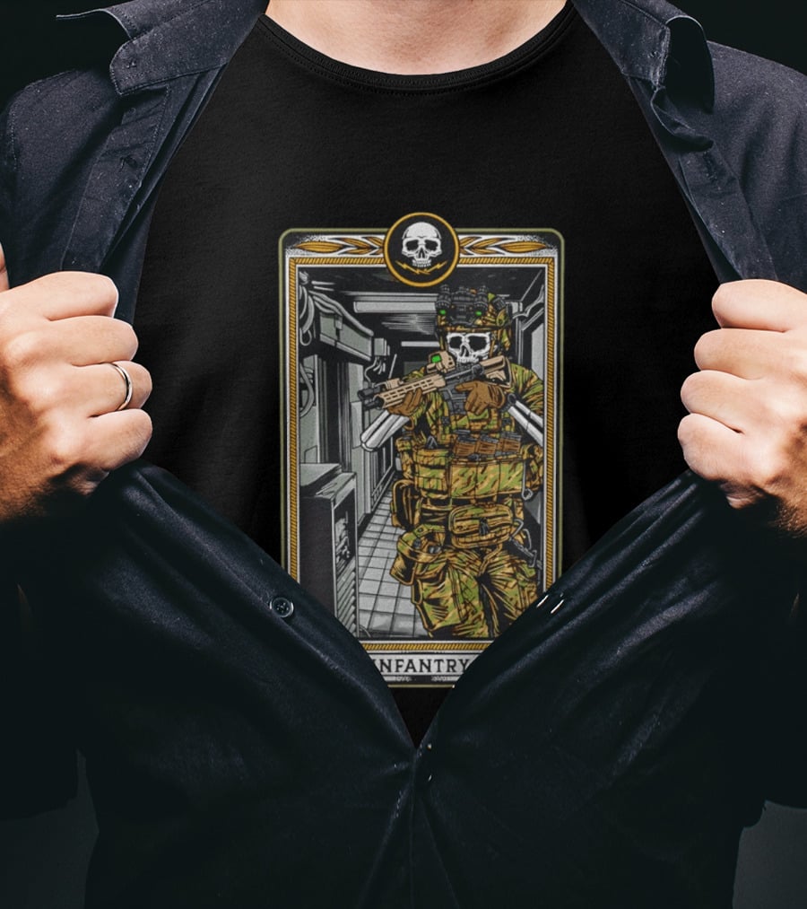 Infantry Skeleton Tactical Soldier Card T-Shirt