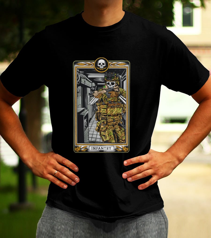 Infantry Skeleton Tactical Soldier Card T-Shirt