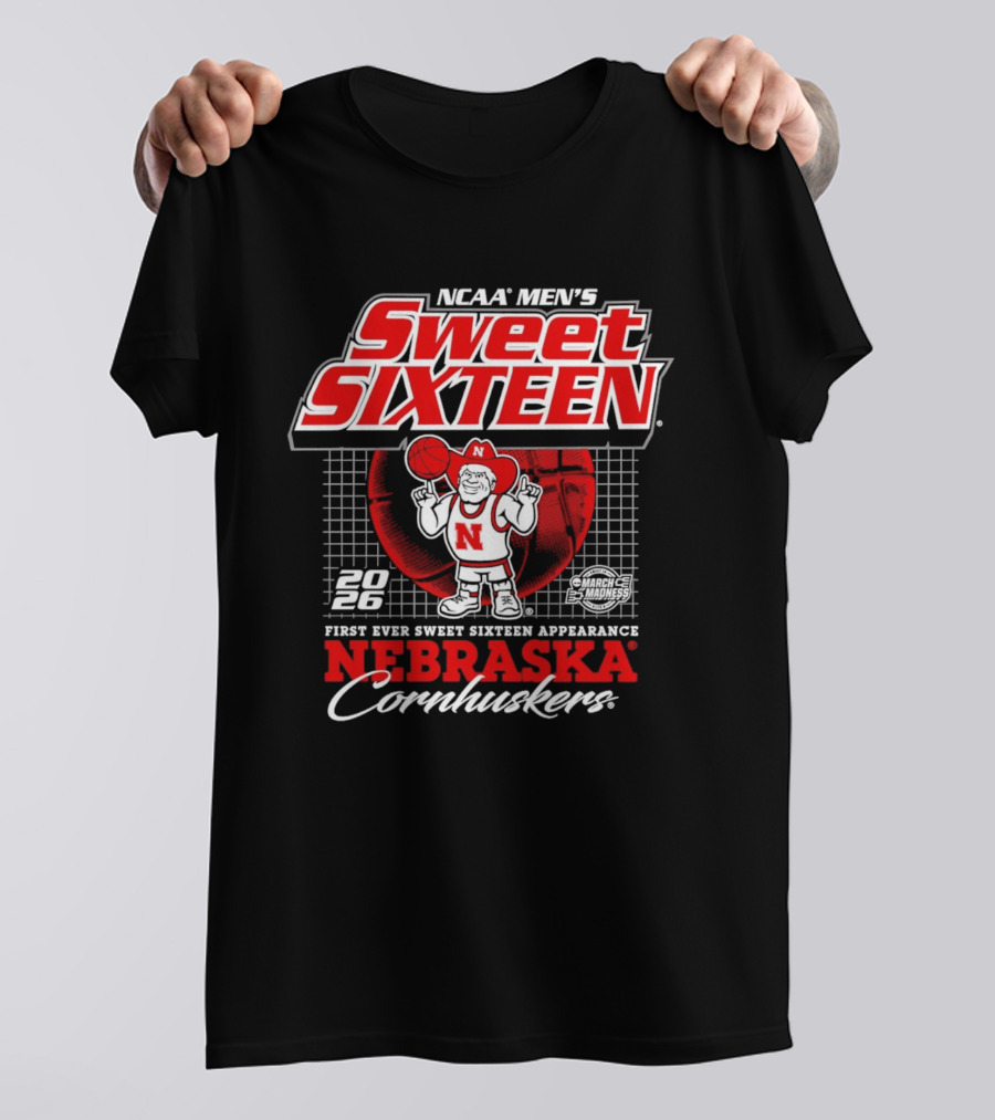 Nebraska Cornhuskers NCAA Men's Sweet Sixteen 2026 First Ever Appearance T-Shirt