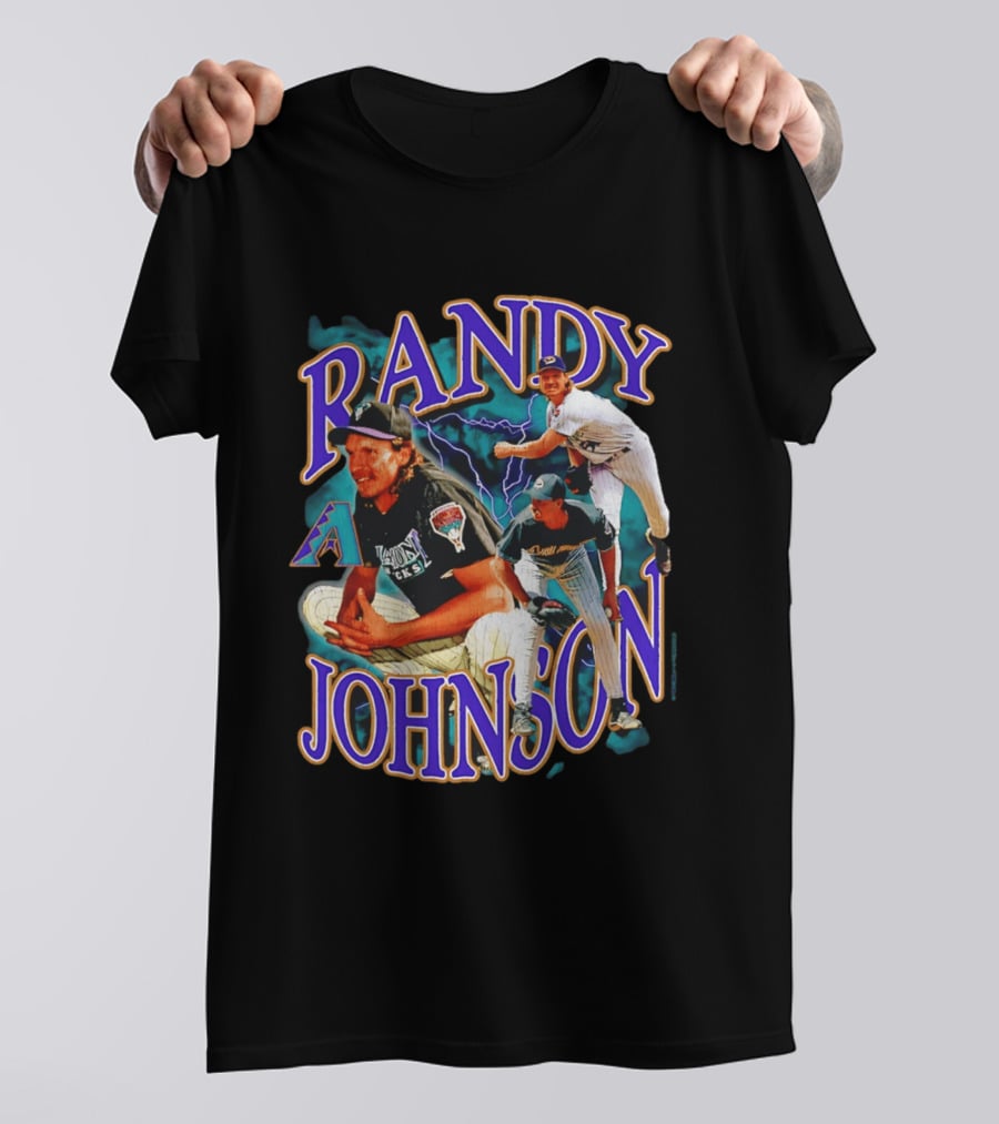 Randy Johnson Arizona Diamondbacks Collage Player '26 Lightning Pitcher T-Shirt