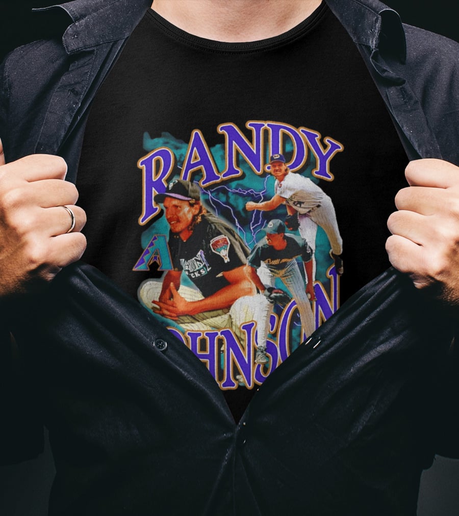 Randy Johnson Arizona Diamondbacks Collage Player '26 Lightning Pitcher T-Shirt