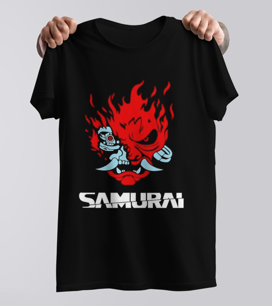 Samurai Japanese Oni Demon Mask Flame T-Shirt