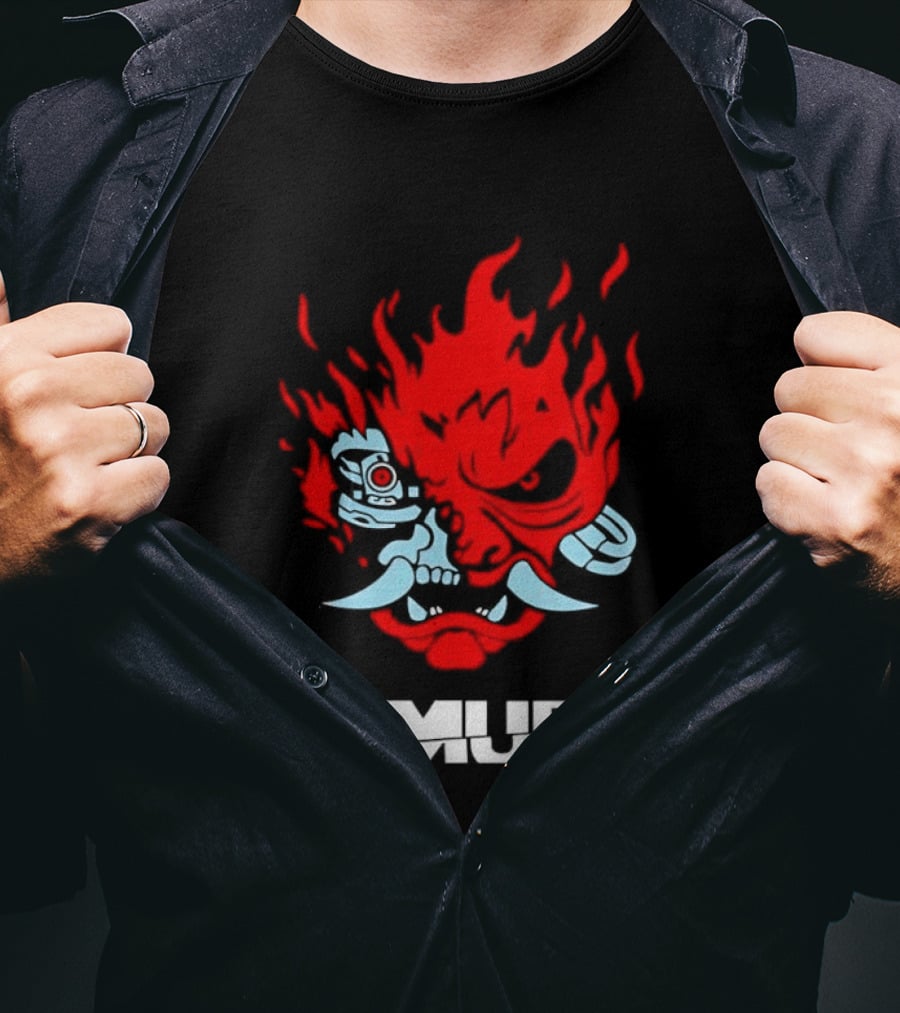 Samurai Japanese Oni Demon Mask Flame T-Shirt