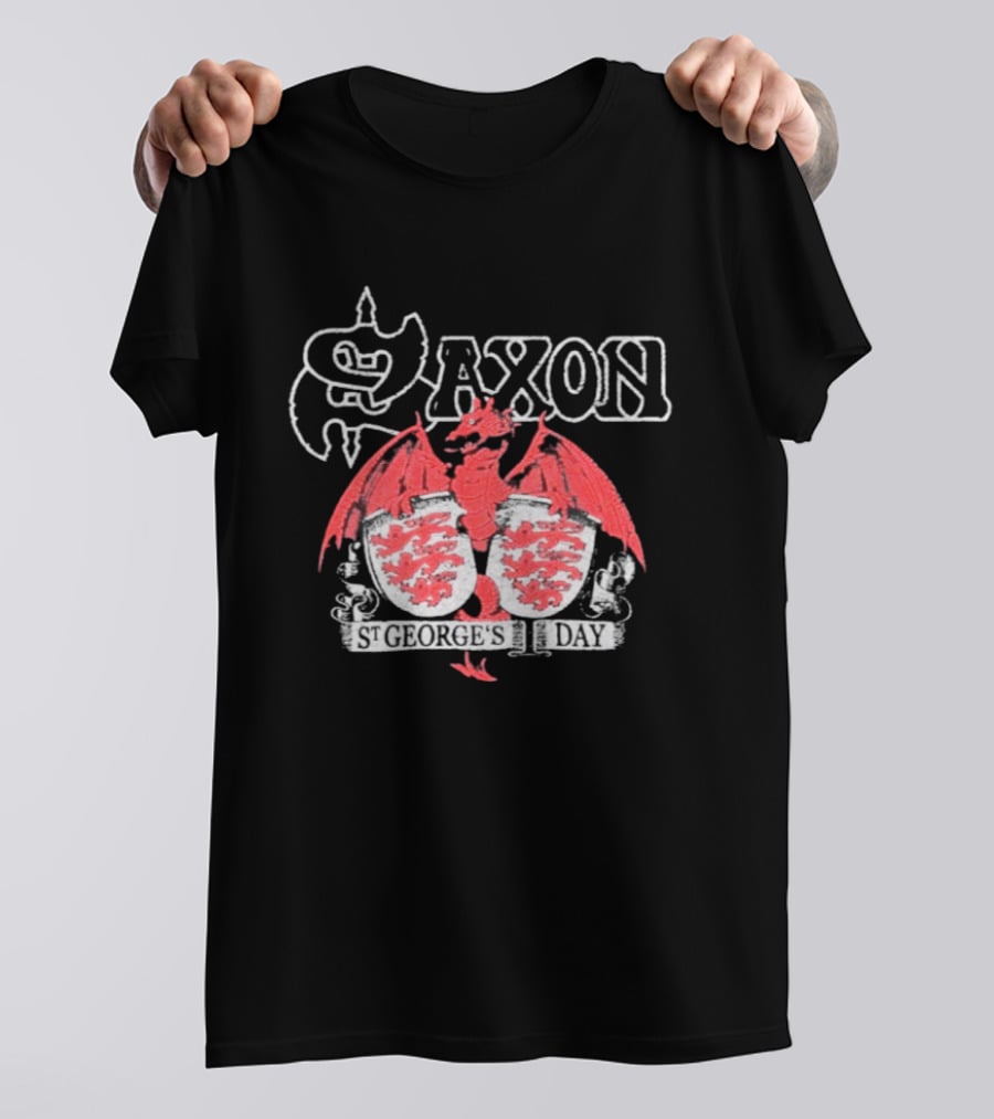 Saxon St George's Day Red Dragon Three Lions Crest T-Shirt