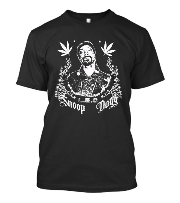 Snoop Dogg L.B.C Portrait With Cannabis Leaves T-Shirt