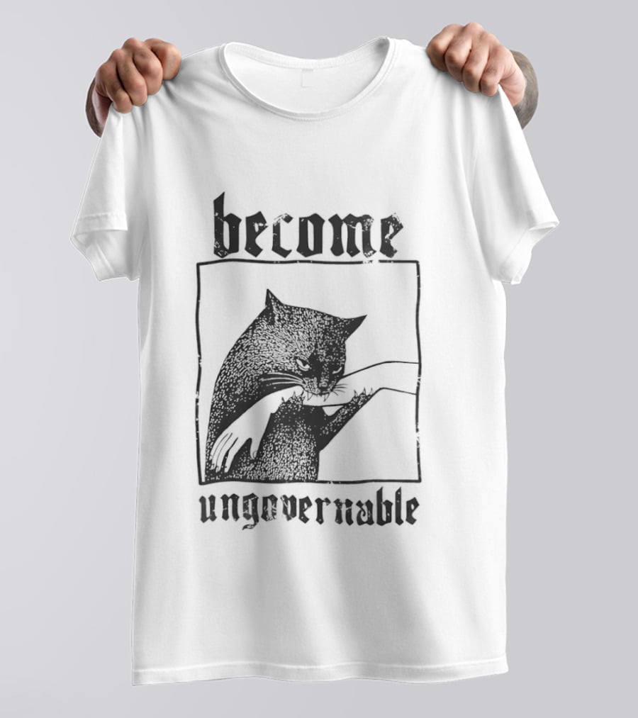 Become Ungovernable Black Cat Bit Hand T-Shirt