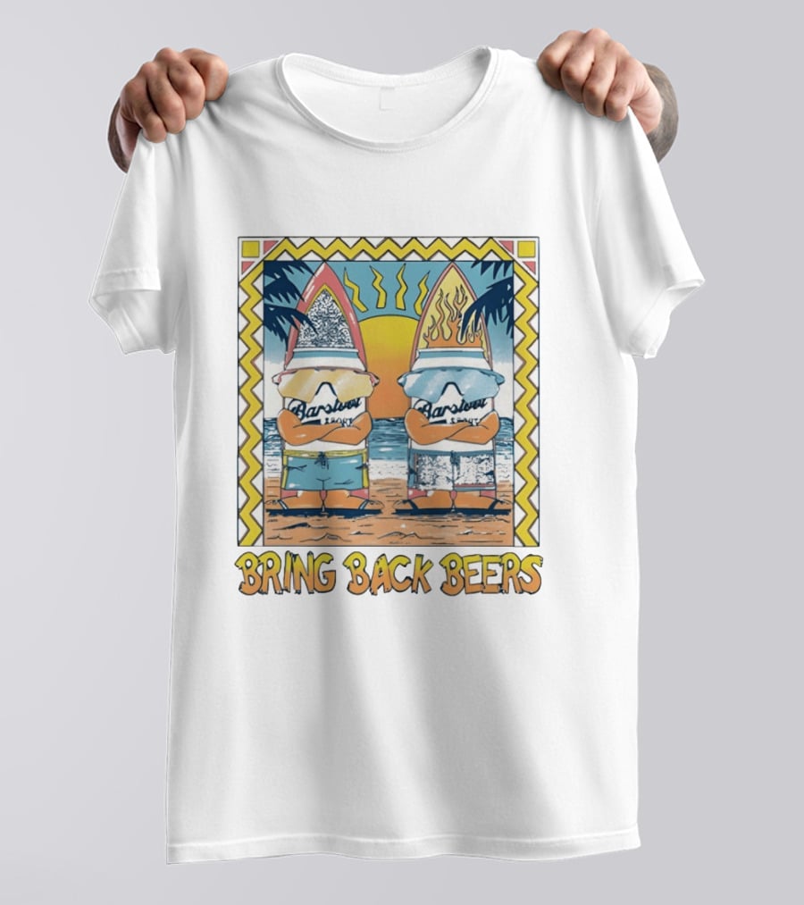 Barstool Surfer Gnomes Bring Back Beers Beach Scene T-Shirt