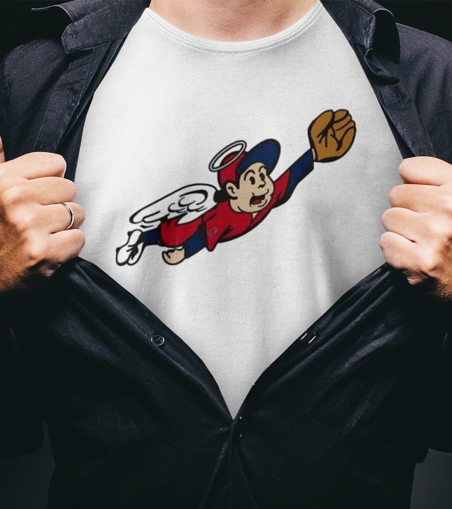 Los Angeles Angels Little Halo Boy Flying Baseball Player With Wings And Glove T-Shirt