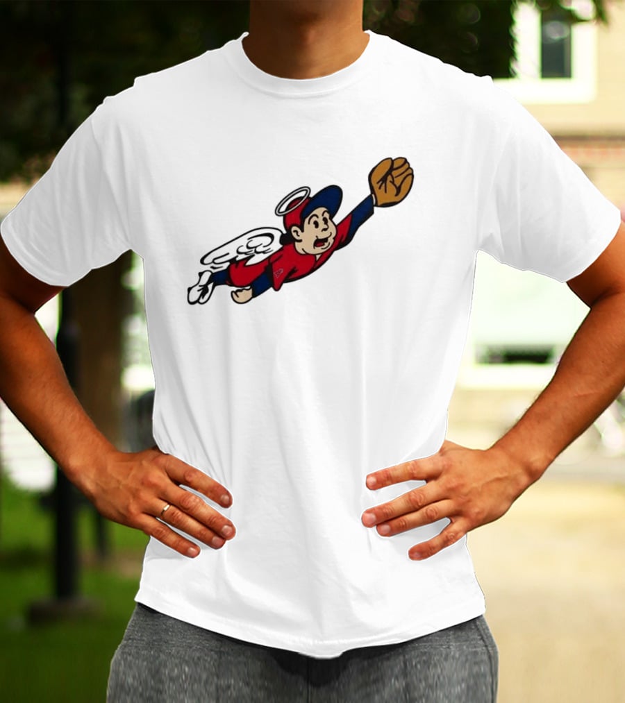 Los Angeles Angels Little Halo Boy Flying Baseball Player With Wings And Glove T-Shirt