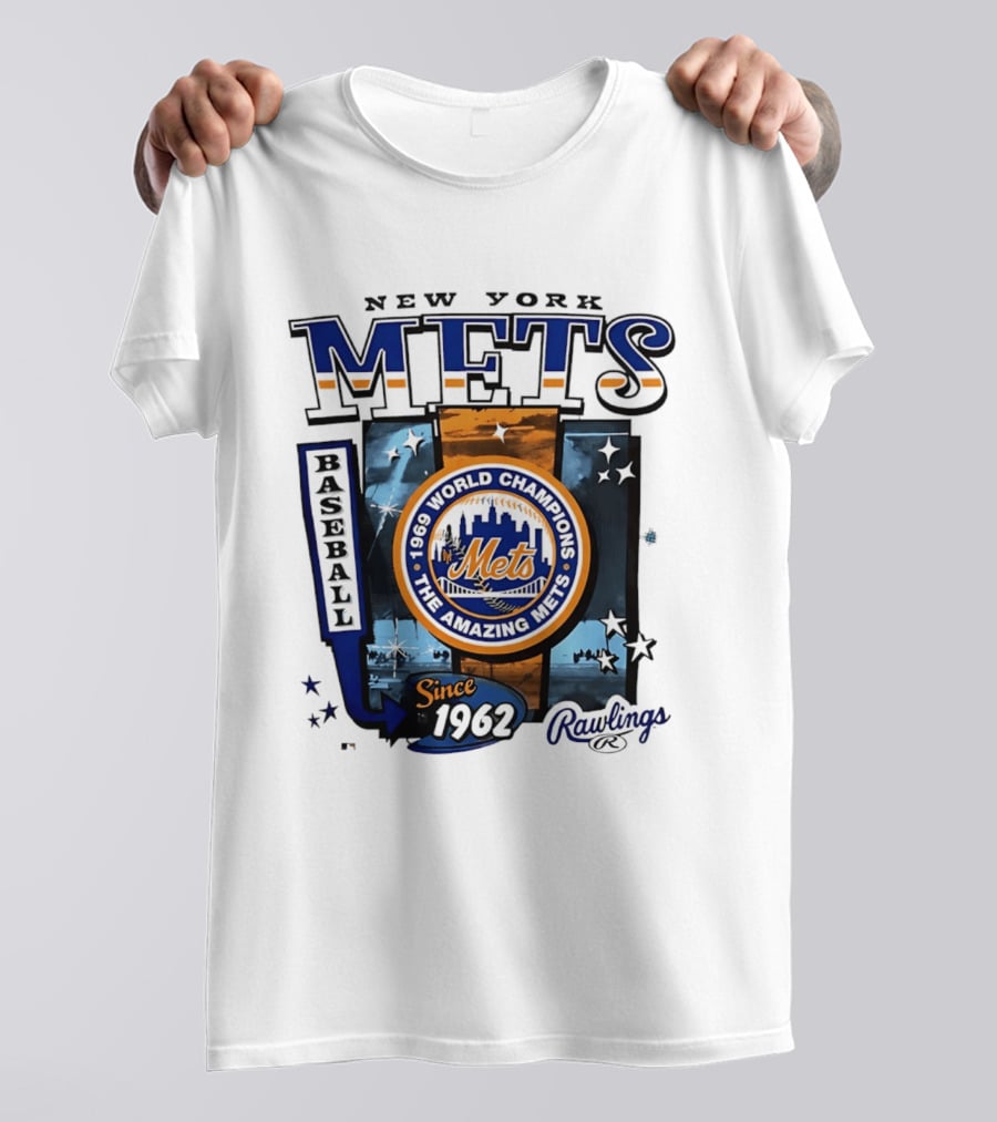New York Mets 1969 World Champions Amazing Since 1962 Rawlings Baseball T-Shirt