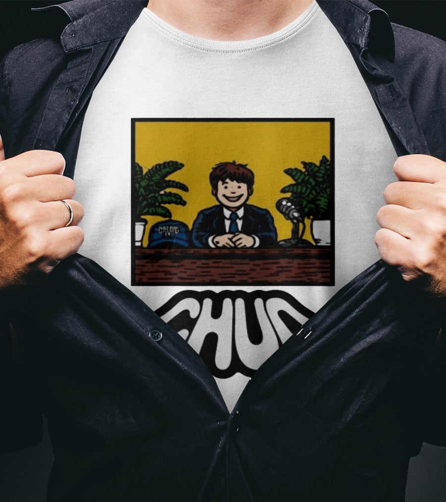 Fuentes Store Chud Comic Style Desk Scene With Microphone And Cap T-Shirt