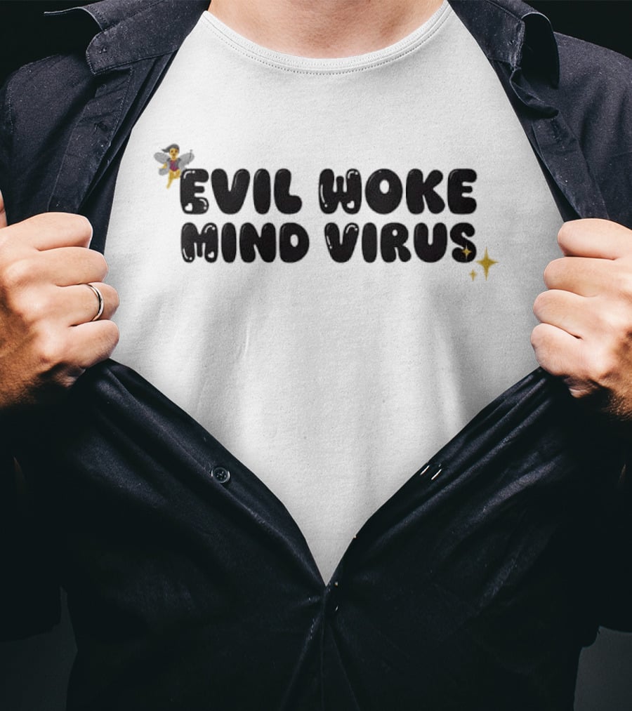 Vivian Wilson Evil Woke Mind Virus Text With Fairy And Stars T-Shirt