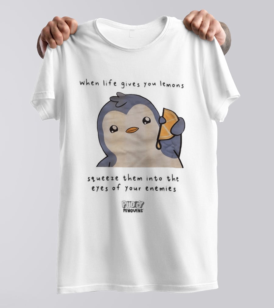 When Life Gives You Lemons Squeeze Them Into The Eyes Of Your Enemies Pudgy Penguins Cartoon T-Shirt