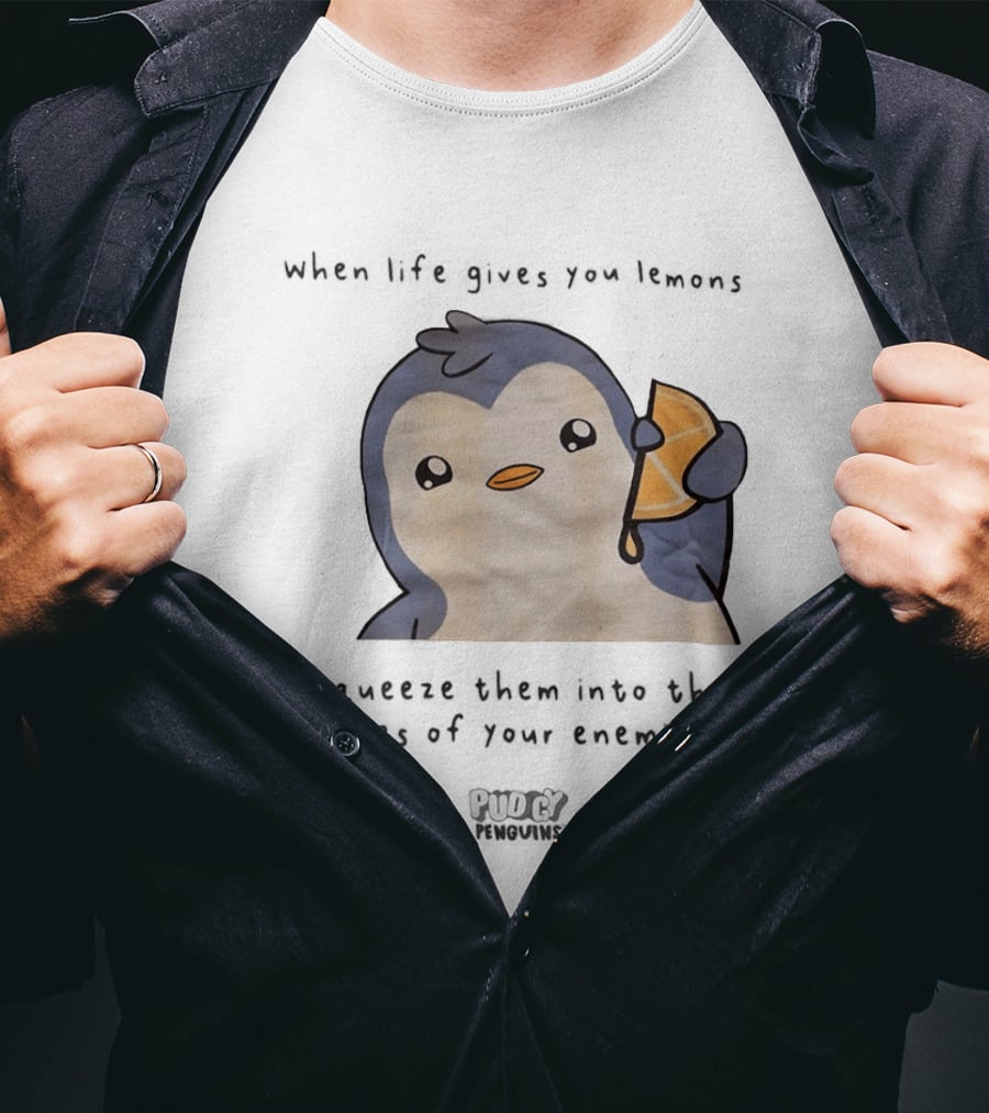 When Life Gives You Lemons Squeeze Them Into The Eyes Of Your Enemies Pudgy Penguins Cartoon T-Shirt