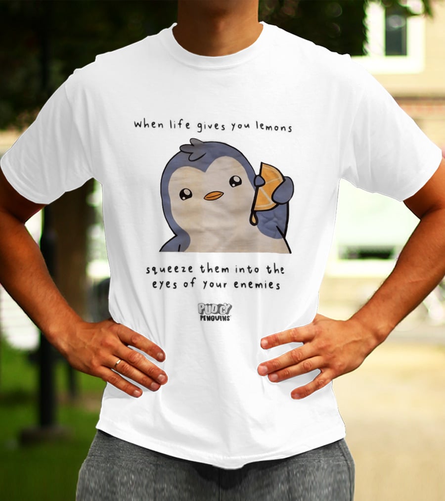 When Life Gives You Lemons Squeeze Them Into The Eyes Of Your Enemies Pudgy Penguins Cartoon T-Shirt