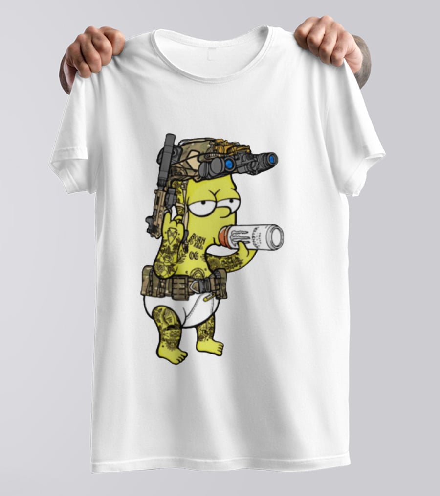 Bart Simpson Tactical Gear Night Vision Tattoo Parody Yung Bart T-Shirt