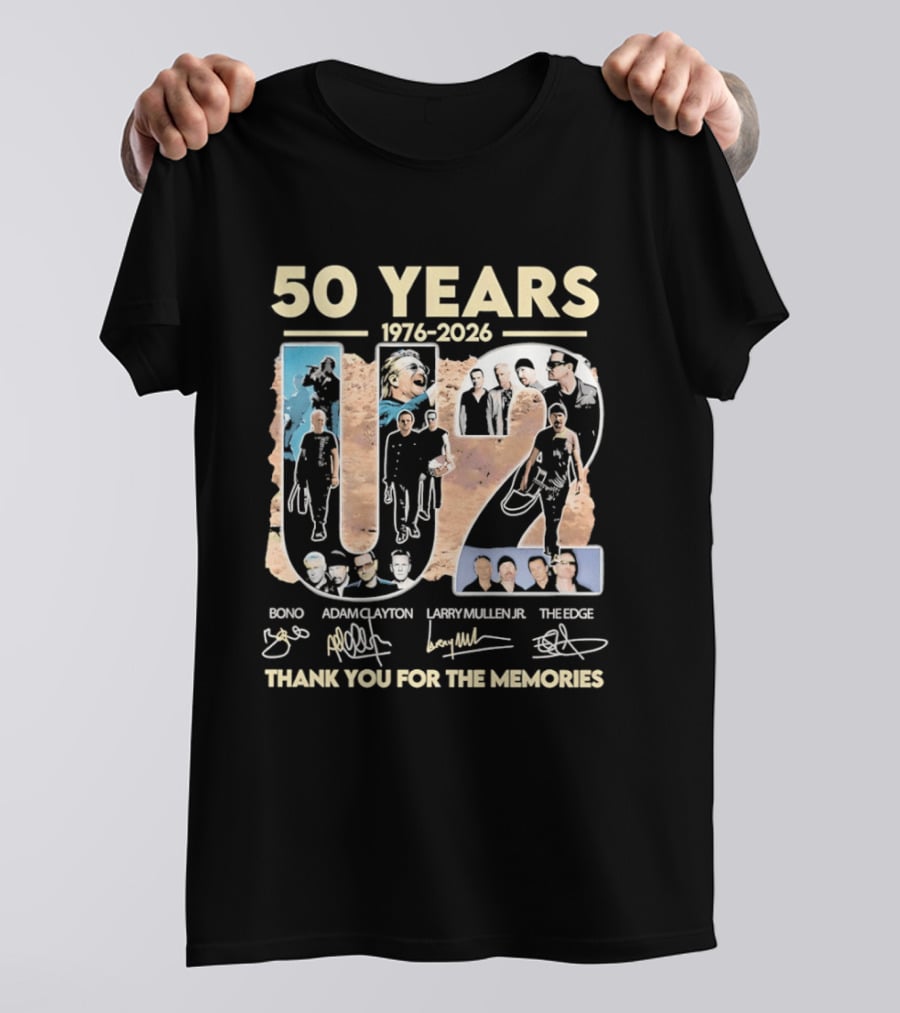 50 Years 1976 2026 U2 Bono Adam Clayton Larry Mullen The Edge Thank You For The Memories T-Shirt