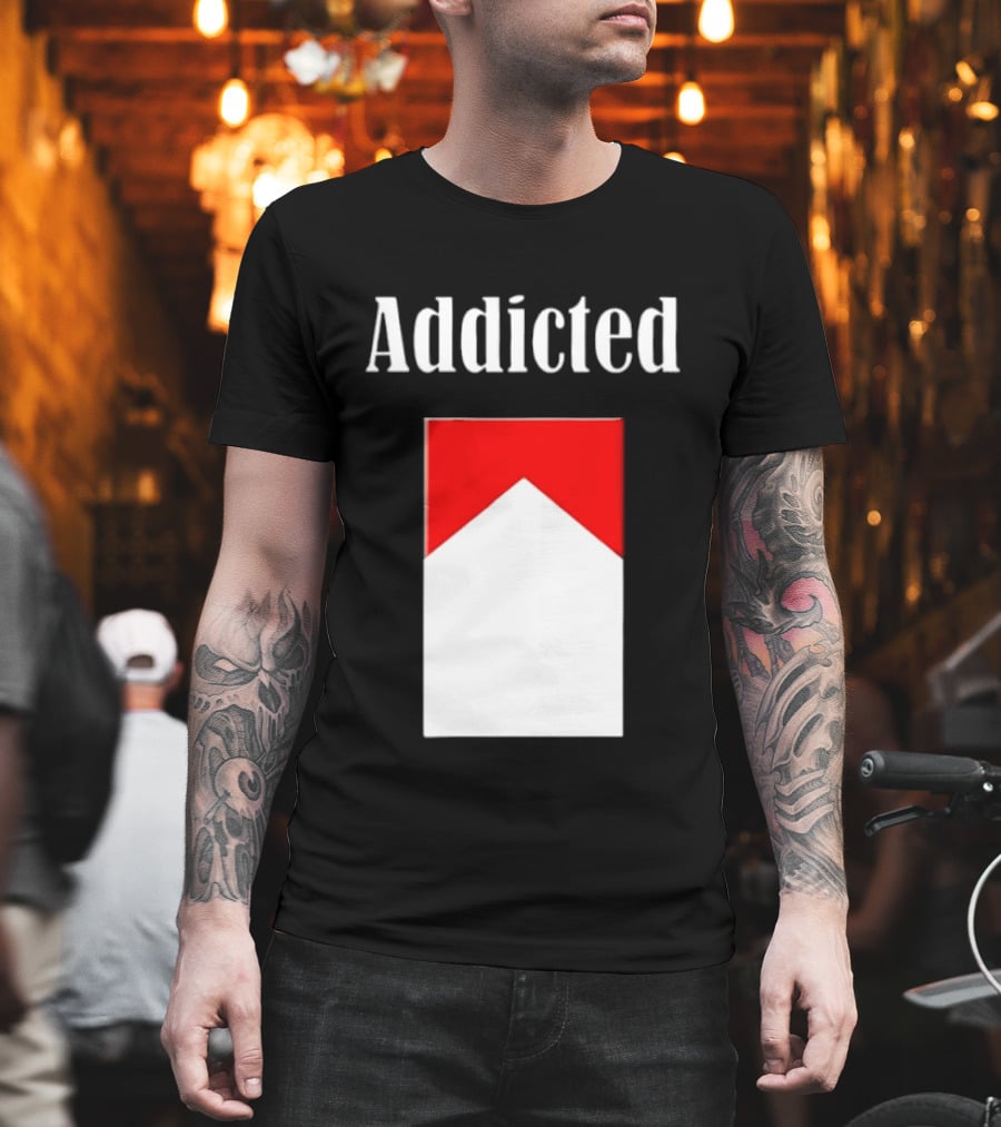 Addicted Cigarette Box Red And White T-Shirt
