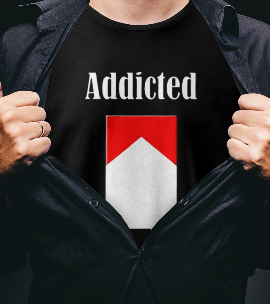 Addicted Cigarette Box Red And White T-Shirt