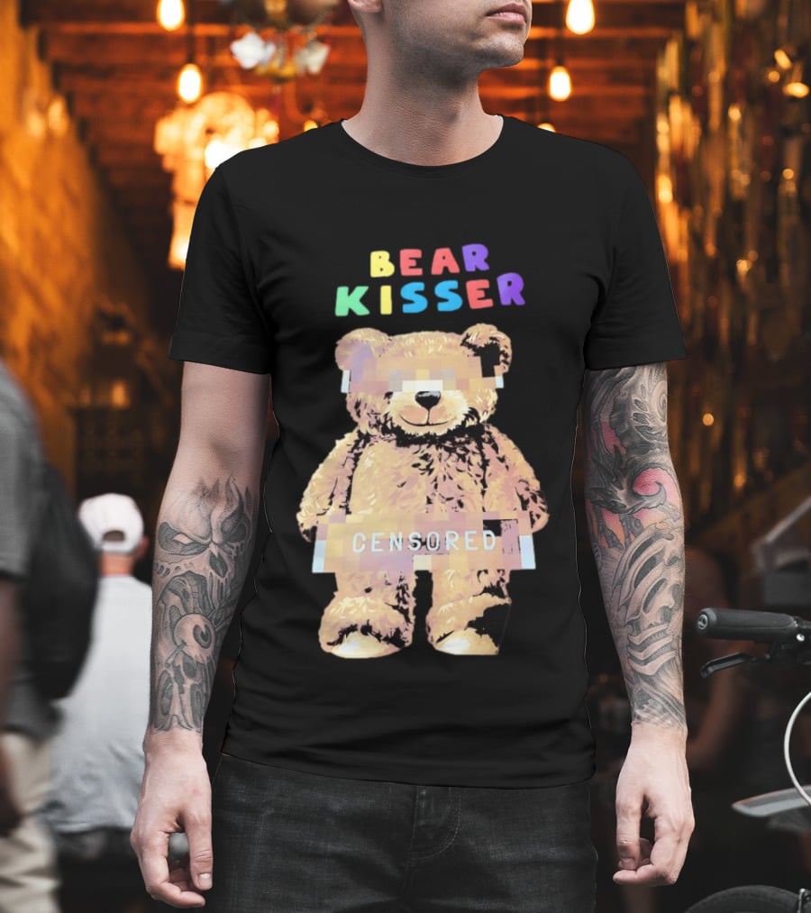 Bear Kisser Censored Pixelated Teddy Bear T-Shirt