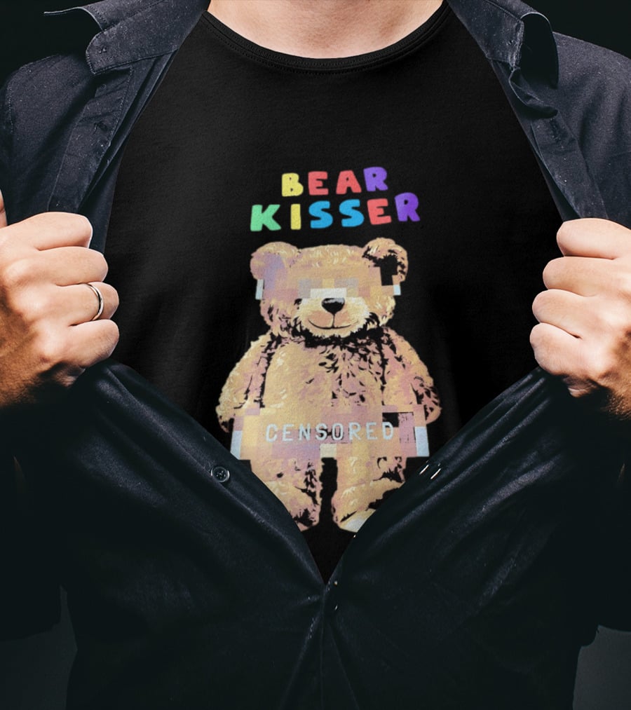 Bear Kisser Censored Pixelated Teddy Bear T-Shirt
