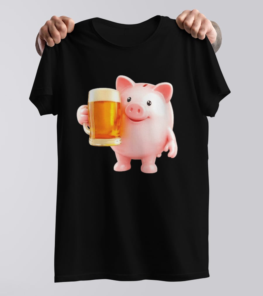 Piggy Bank With Beer Save Money Concept T-Shirt