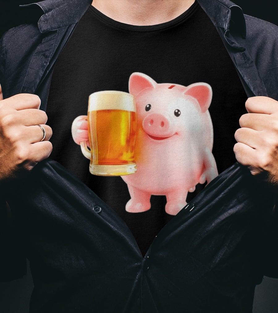 Piggy Bank With Beer Save Money Concept T-Shirt