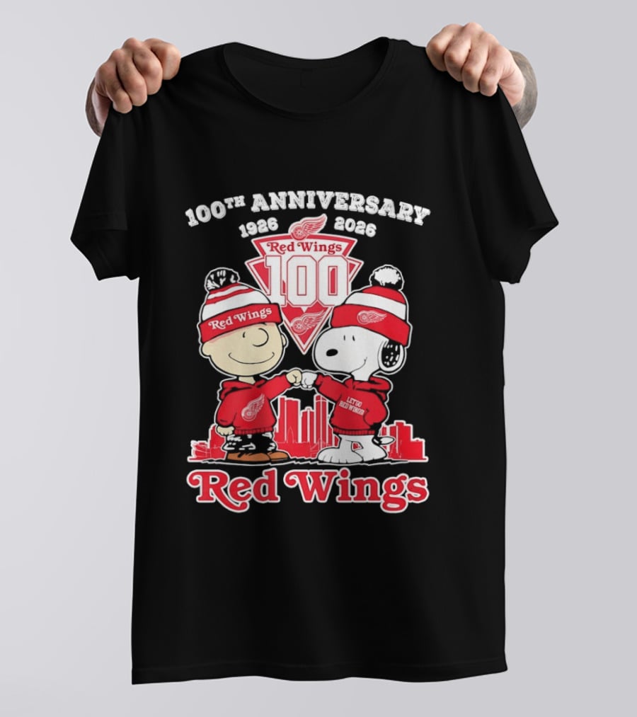 Charlie Brown Snoopy Red Wings 100th Anniversary 1926 2026 T-Shirt