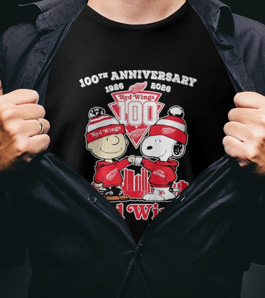 Charlie Brown Snoopy Red Wings 100th Anniversary 1926 2026 T-Shirt
