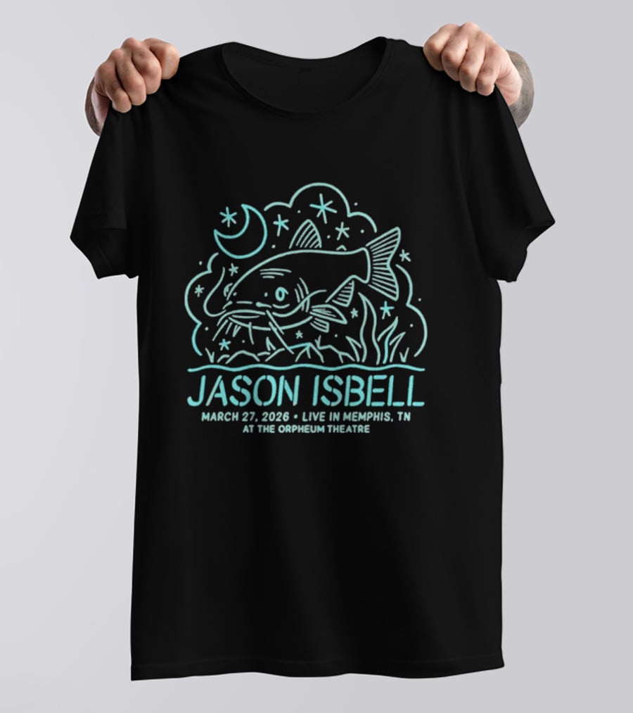 Jason Isbell Live In Memphis TN March 27 2026 Orpheum Theatre Moon And Fish Stars T-Shirt