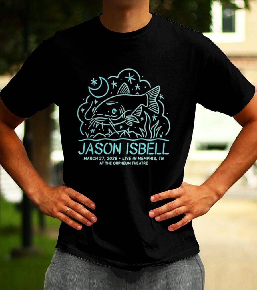 Jason Isbell Live In Memphis TN March 27 2026 Orpheum Theatre Moon And Fish Stars T-Shirt