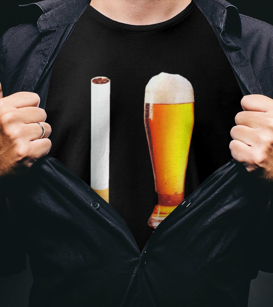 Cigarette And Beer Combo Classic Symbolic Pair T-Shirt