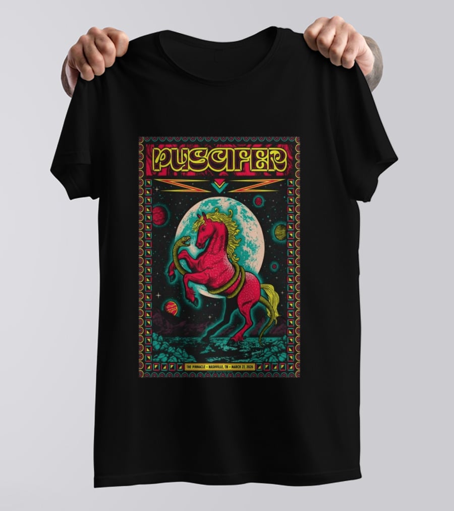 Puscifer The Pinnacle Nashville TN March 27 2026 Psychedelic Unicorn Snake Moon Planets T-Shirt