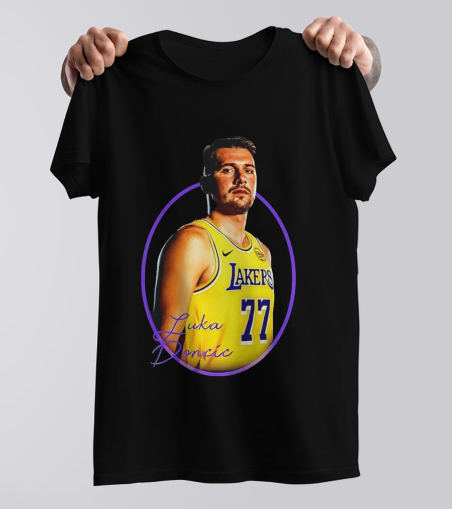 Los Angeles Lakers Luka Doncic 77 Yellow Jersey Image T-Shirt