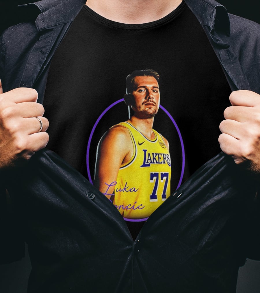 Los Angeles Lakers Luka Doncic 77 Yellow Jersey Image T-Shirt