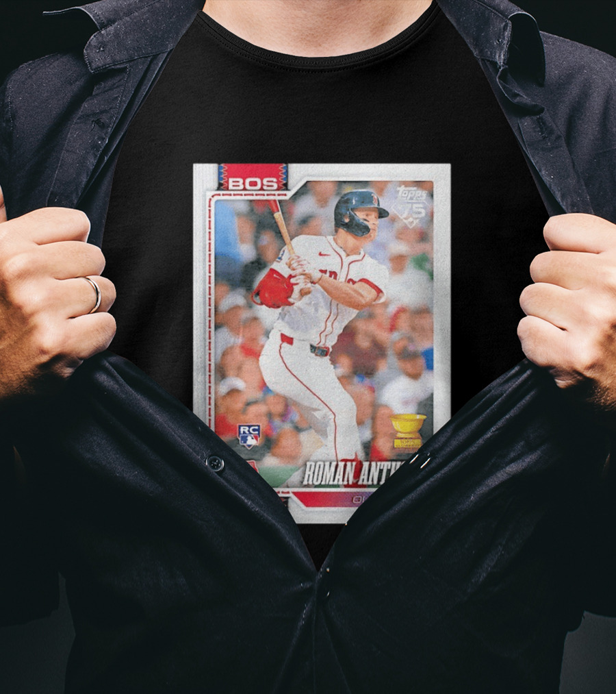 Roman Anthony Boston Red Sox Rookie Card Outfielder Topps 75th Anniversary T-Shirt