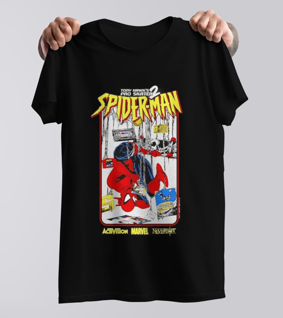 Spider Man Marvel Comics Tony Hawk's Pro Skater 2 Video Game Scene T-Shirt