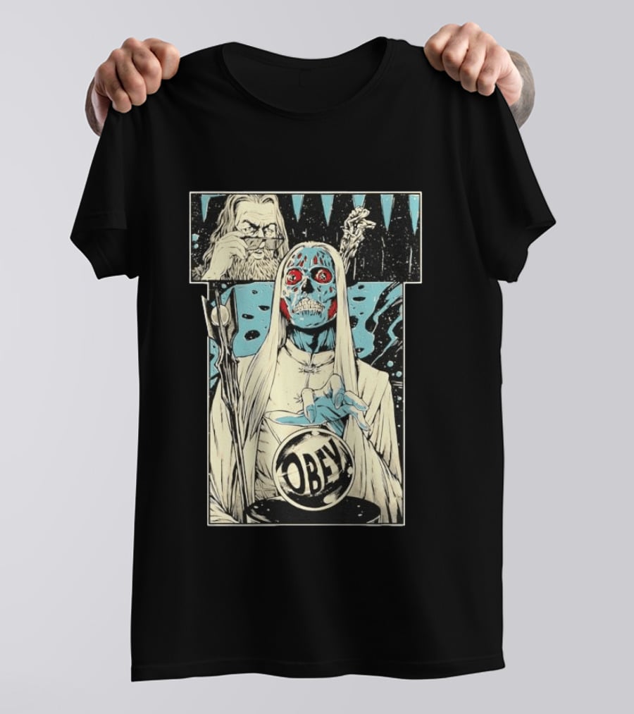 The Lord Of Obedience Obey Visionary Collide They Live X Lord Of The Ring T-Shirt