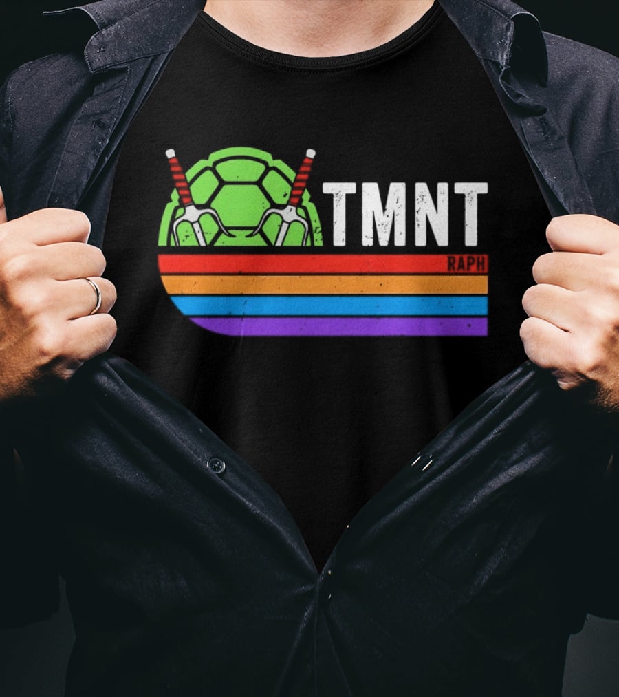 TMNT Raphael Raph Turtle Shell Sai Weapons Rainbow T-Shirt
