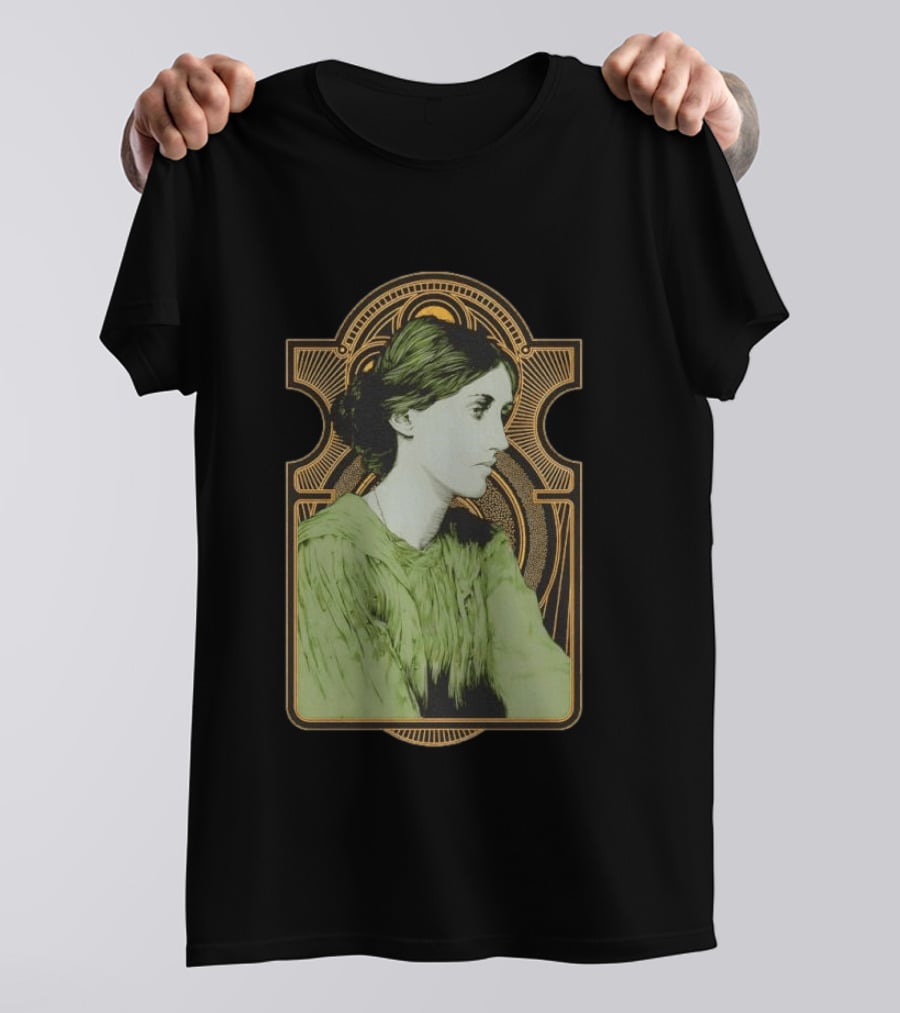 Virginia Woolf Nouveau Art Deco Style Green Dress T-Shirt