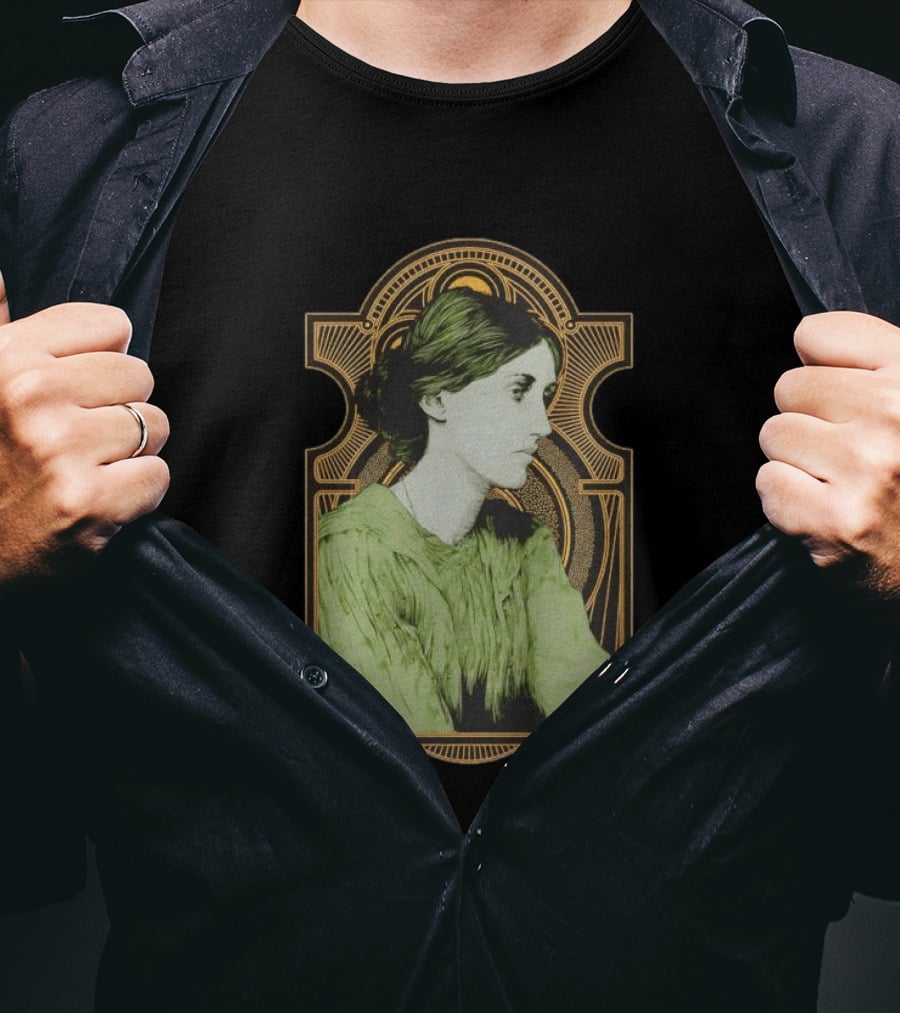 Virginia Woolf Nouveau Art Deco Style Green Dress T-Shirt