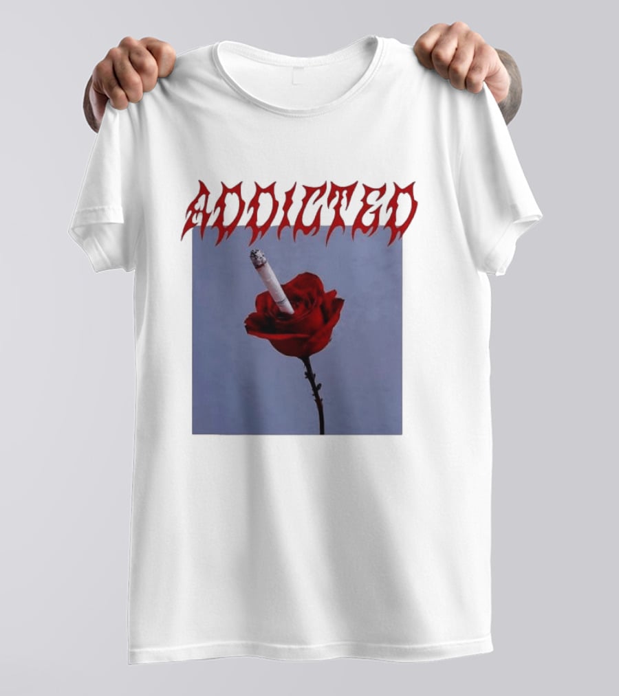 Addicted Smoking Roses Metal Aesthetic T-Shirt
