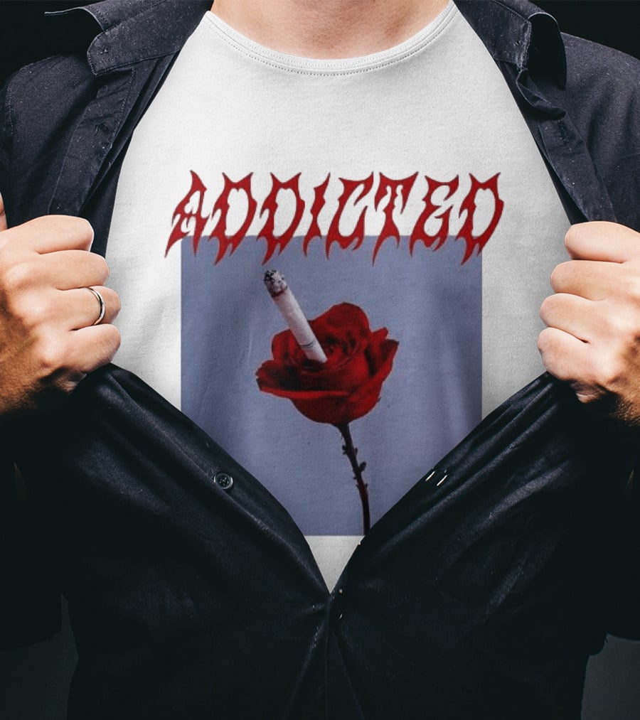 Addicted Smoking Roses Metal Aesthetic T-Shirt