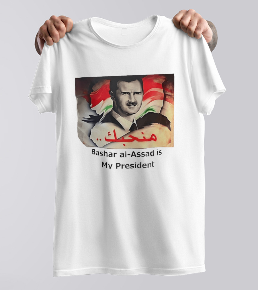 Bashar Al Assad Portrait With Syrian Flag T-Shirt