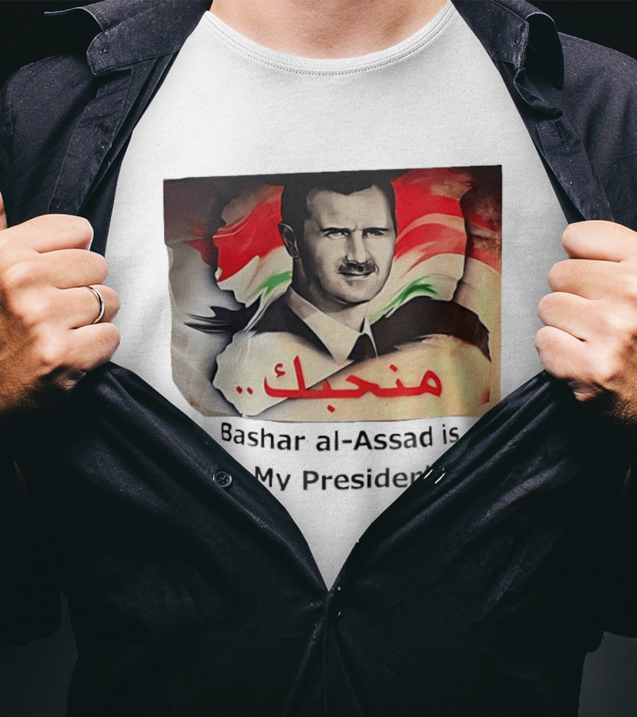 Bashar Al Assad Portrait With Syrian Flag T-Shirt