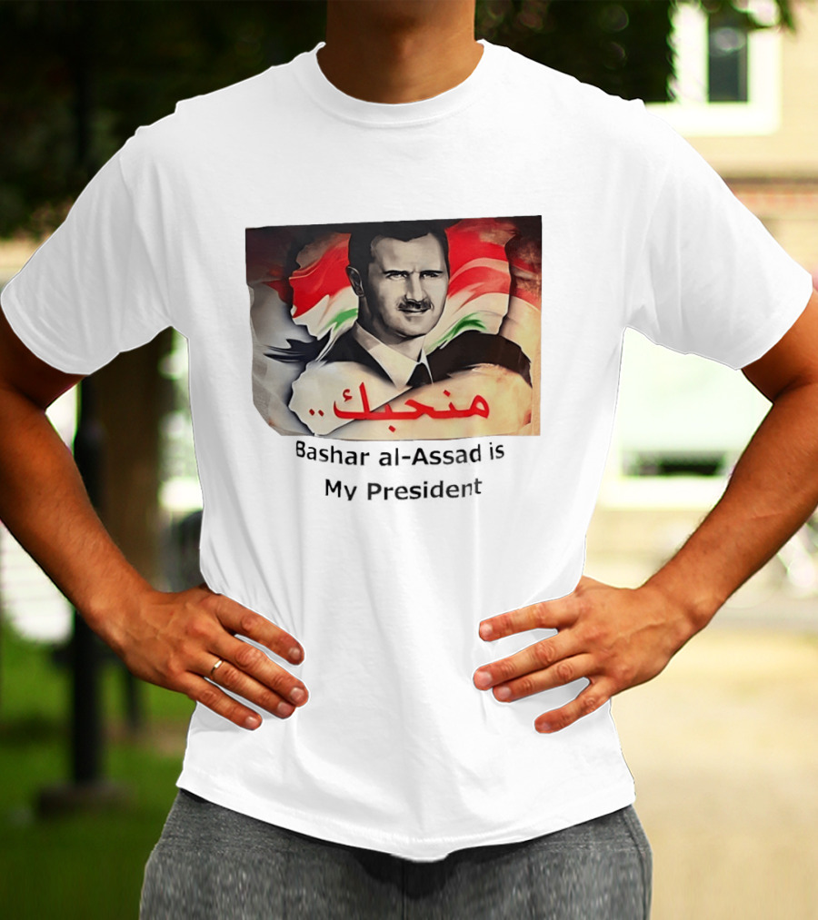 Bashar Al Assad Portrait With Syrian Flag T-Shirt