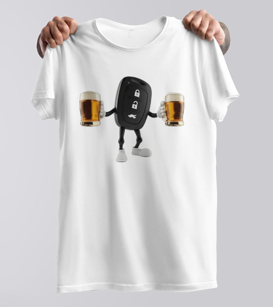 Car Keys Holding Two Beers Do Not Drink Alcohol When Driving Safety Reminder T-Shirt
