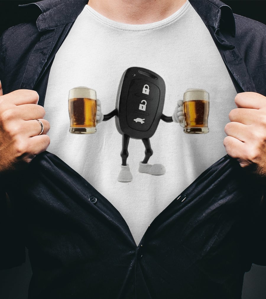 Car Keys Holding Two Beers Do Not Drink Alcohol When Driving Safety Reminder T-Shirt
